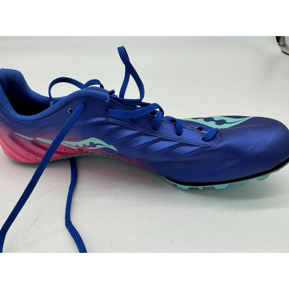 Saucony Women's Spitfire 5 Running Spikes Performance Shoes Size 9.5 Blue Pink - Picture 10 of 15